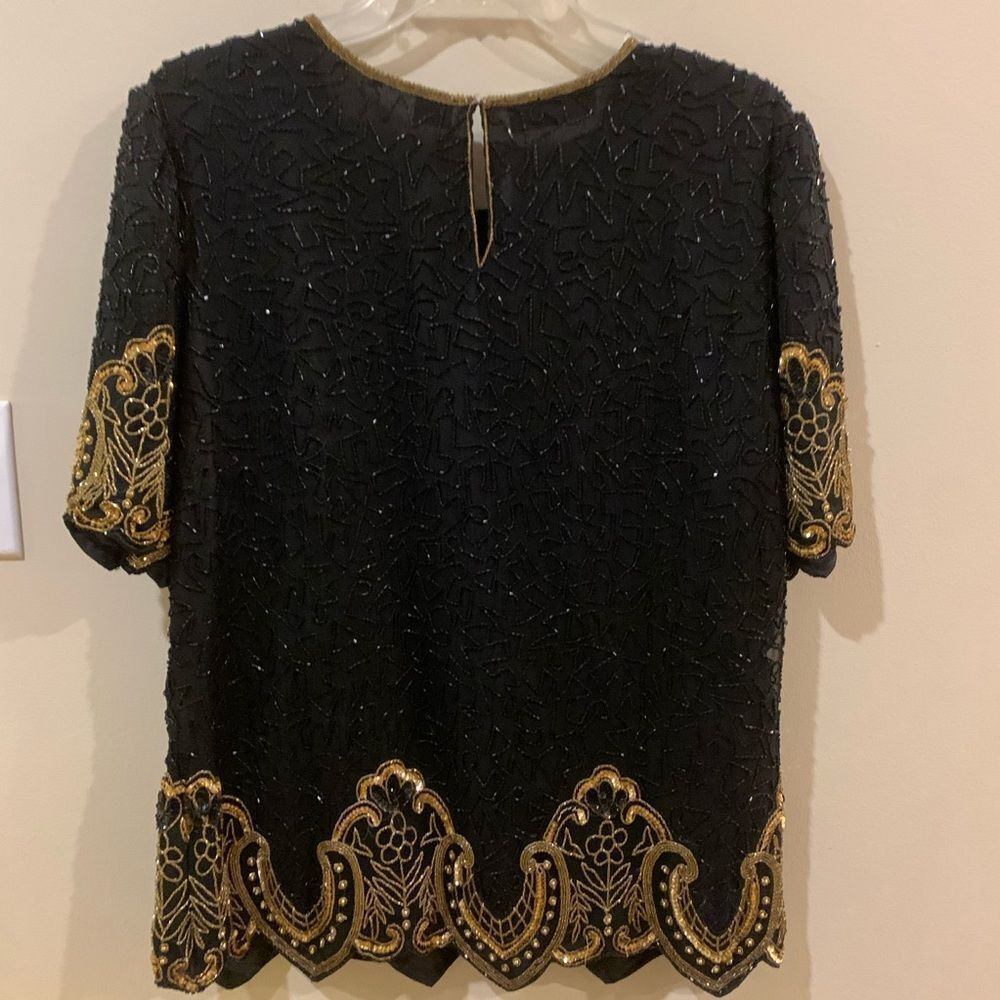 Vintage LAURENCE KAZAR LSequin Beaded Blouse - Picture 7 of 12